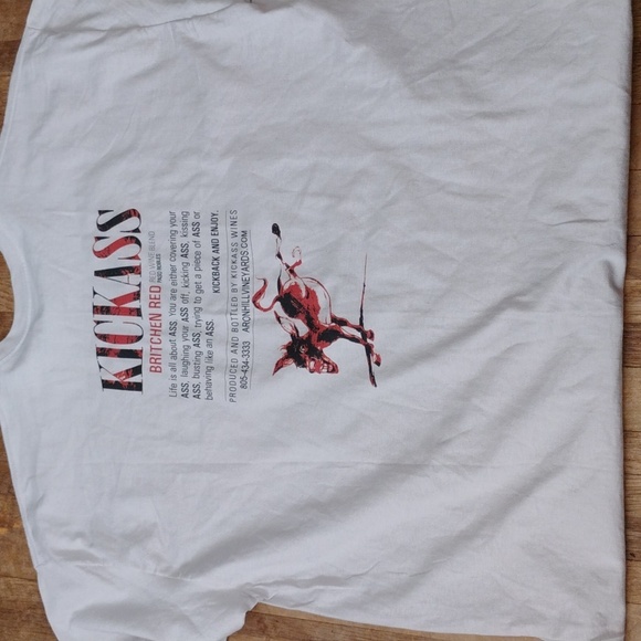 KICKASS BRITCHEN RED Tee Shirt EUC GILDAN ULTRA COTTON  2XL TAUPE DEADSTOCK - Picture 2 of 15